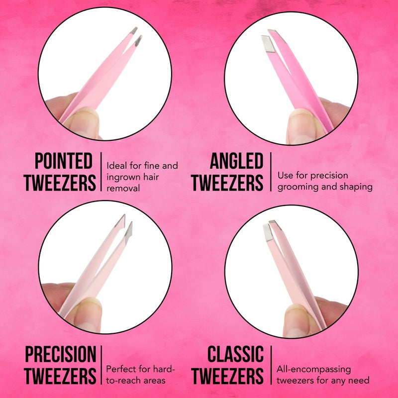 FOREVER 21 Perfect Brow Kit - 4pk Soft Touch Tweezers, Hair Removal Tweezers For Women |Angled and Pointed Tweezer Set, Precision Tweezers For Fine Ingrown Hair & Everyday Grooming - Image 3